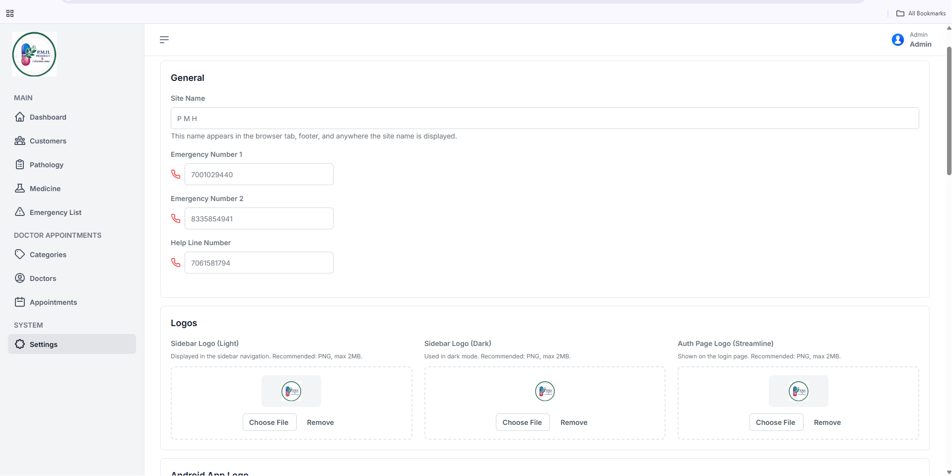 Unified pharmacy & healthcare platform admin panel + patient mobile app screenshot